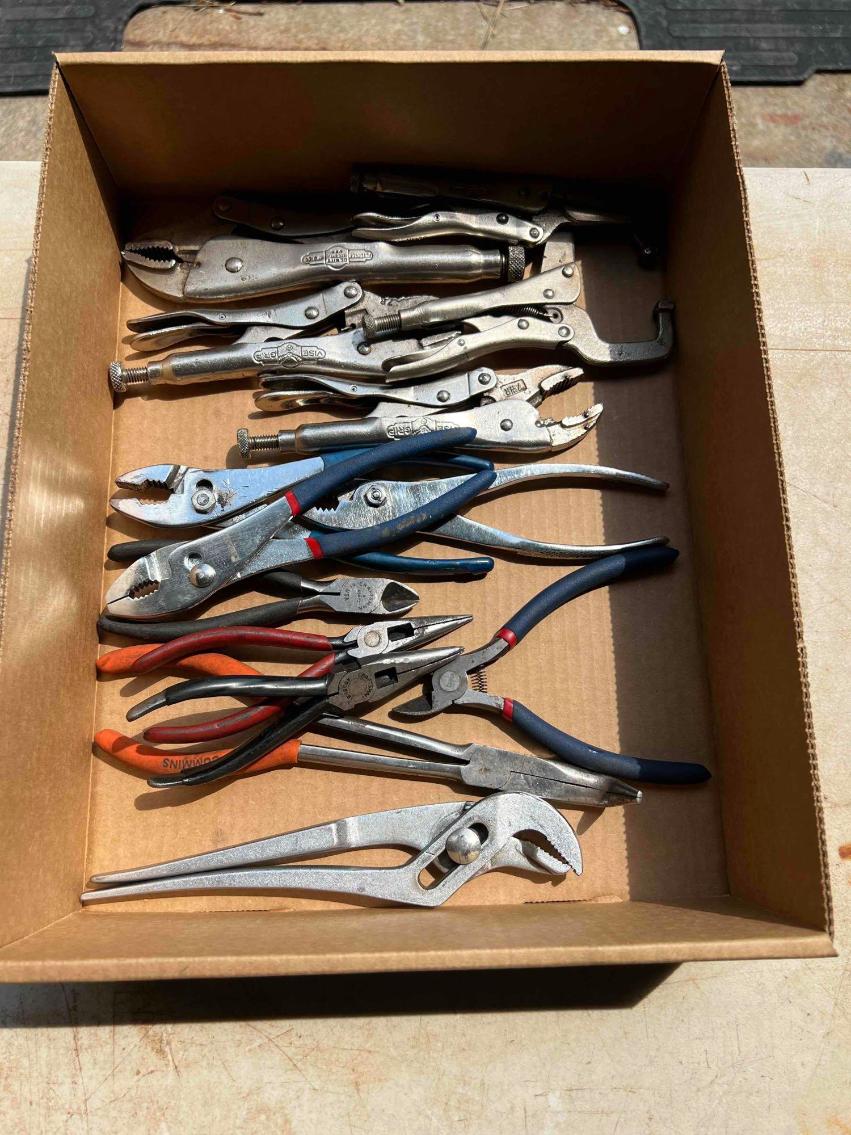 Image for Box Lot of Pliers and Vice Grips