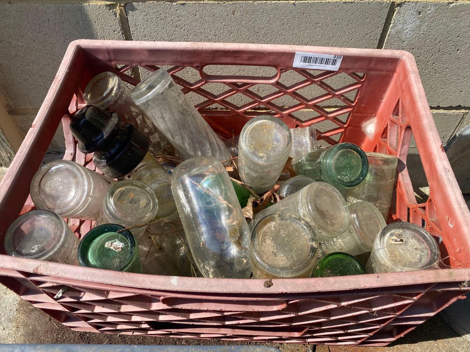 Image for Crate of Misc. Vintage Soda Bottles & Insulator (s)