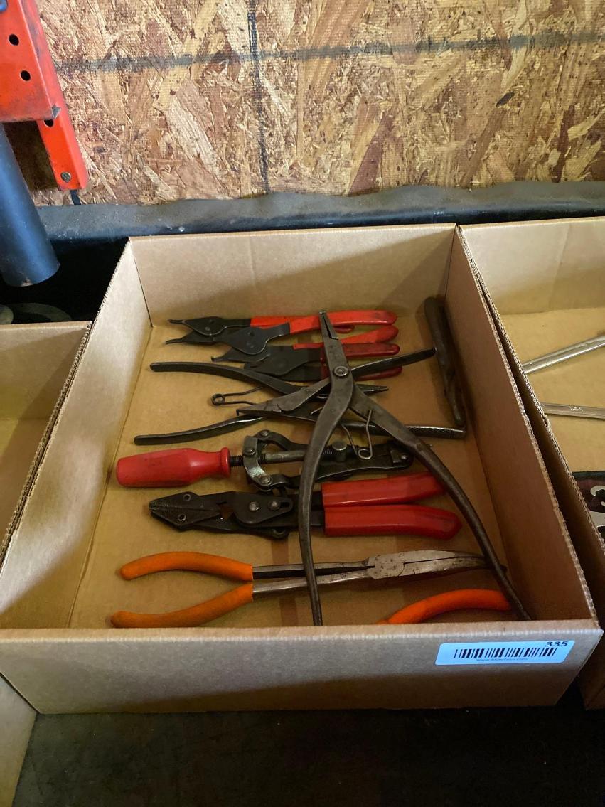 Image for 1 Box of Various Snap Rings, Pliers, Needle Nose Pliers, Etc. 