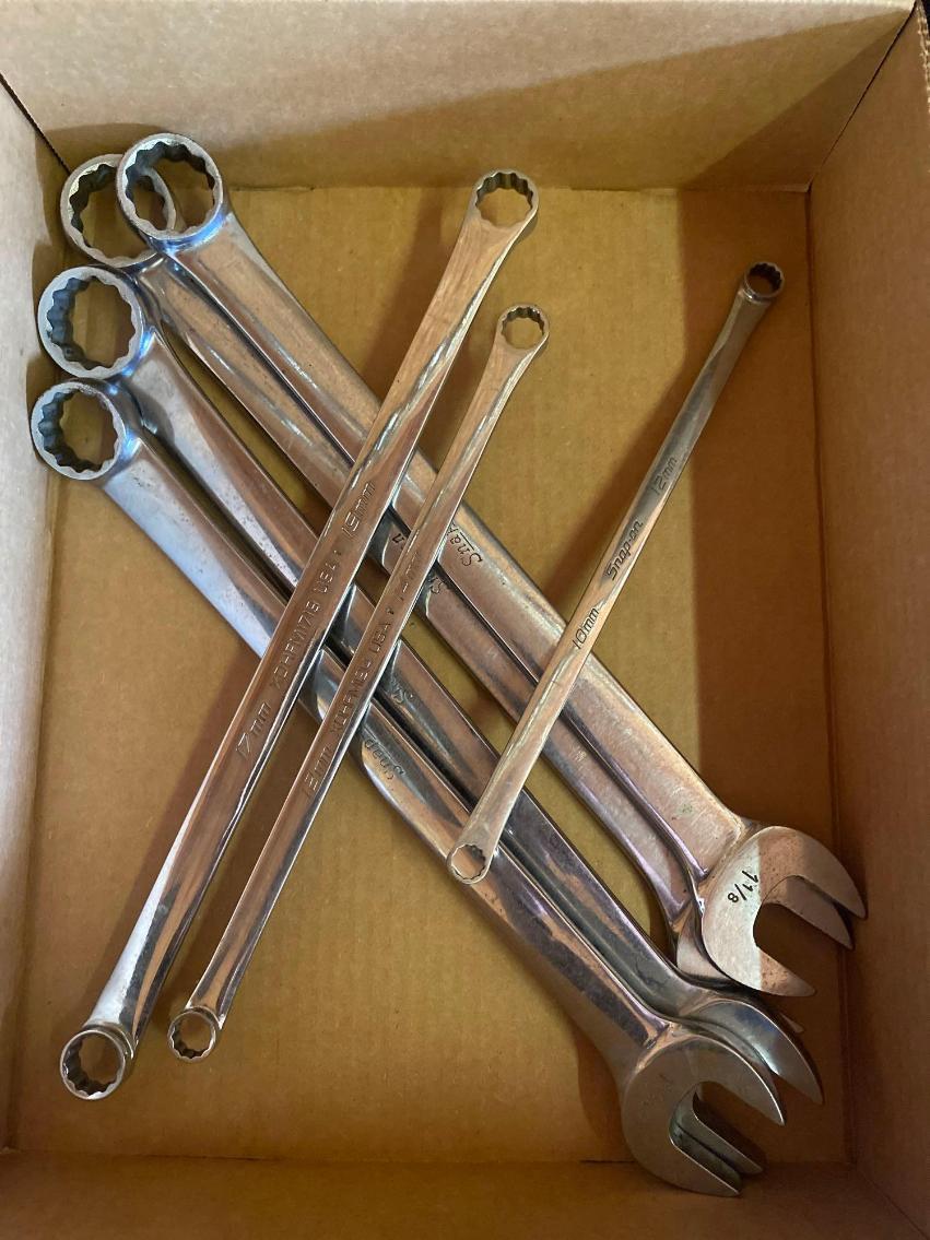 Image for Box of Large Snap on Wrenches and Long Box End Wrenches 