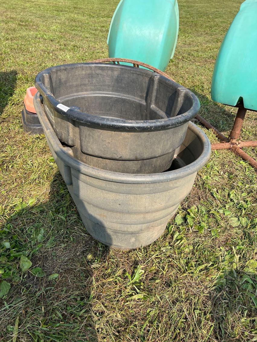 Image for 2 Rubbermaid Water Troughs, 1 100 gal, 1 70 gal