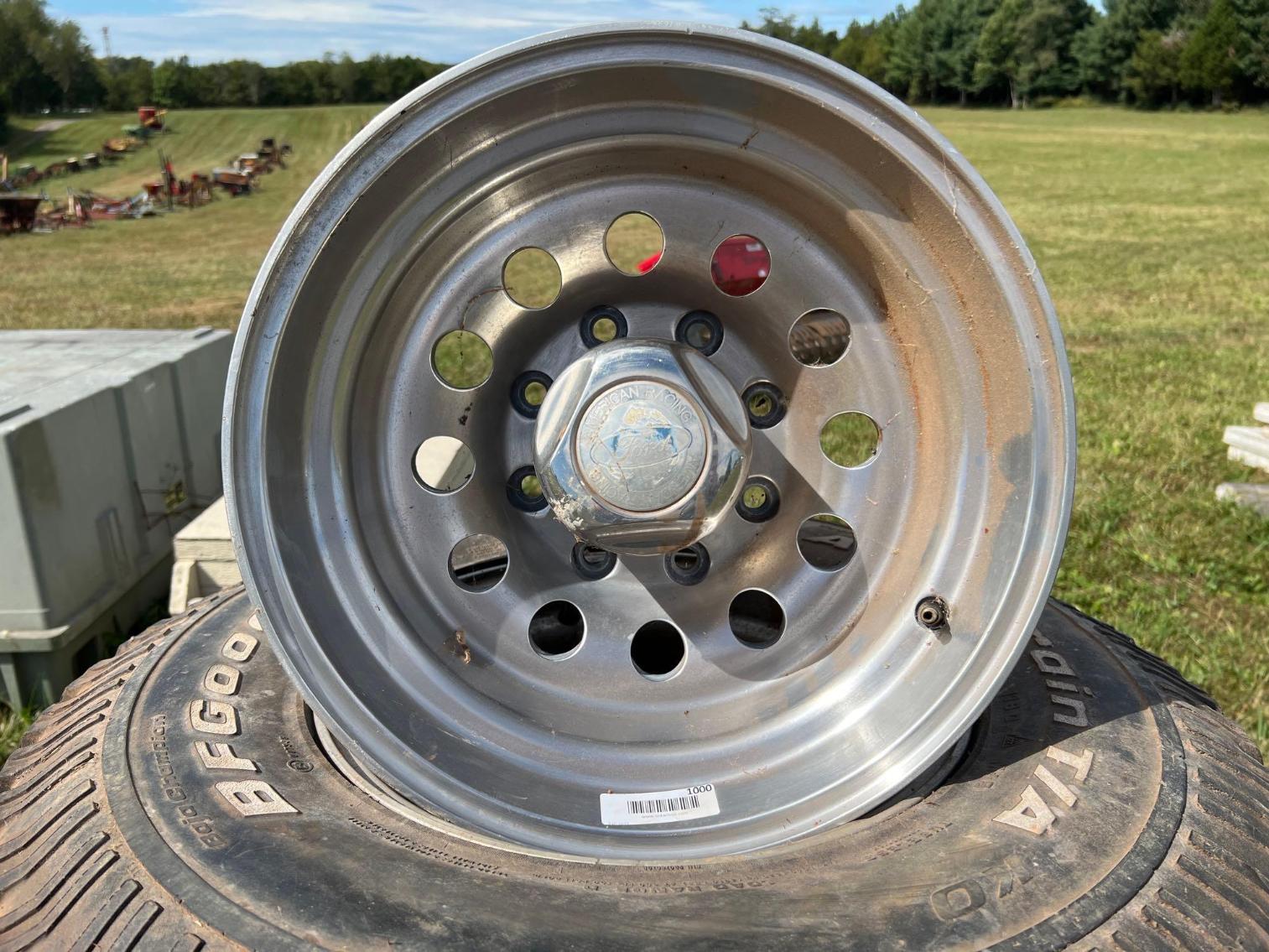 Image for Set of 4 American 16.5x10 Wheels with 3 mounted All Terrain tires BFG 33x12.5R16.5
