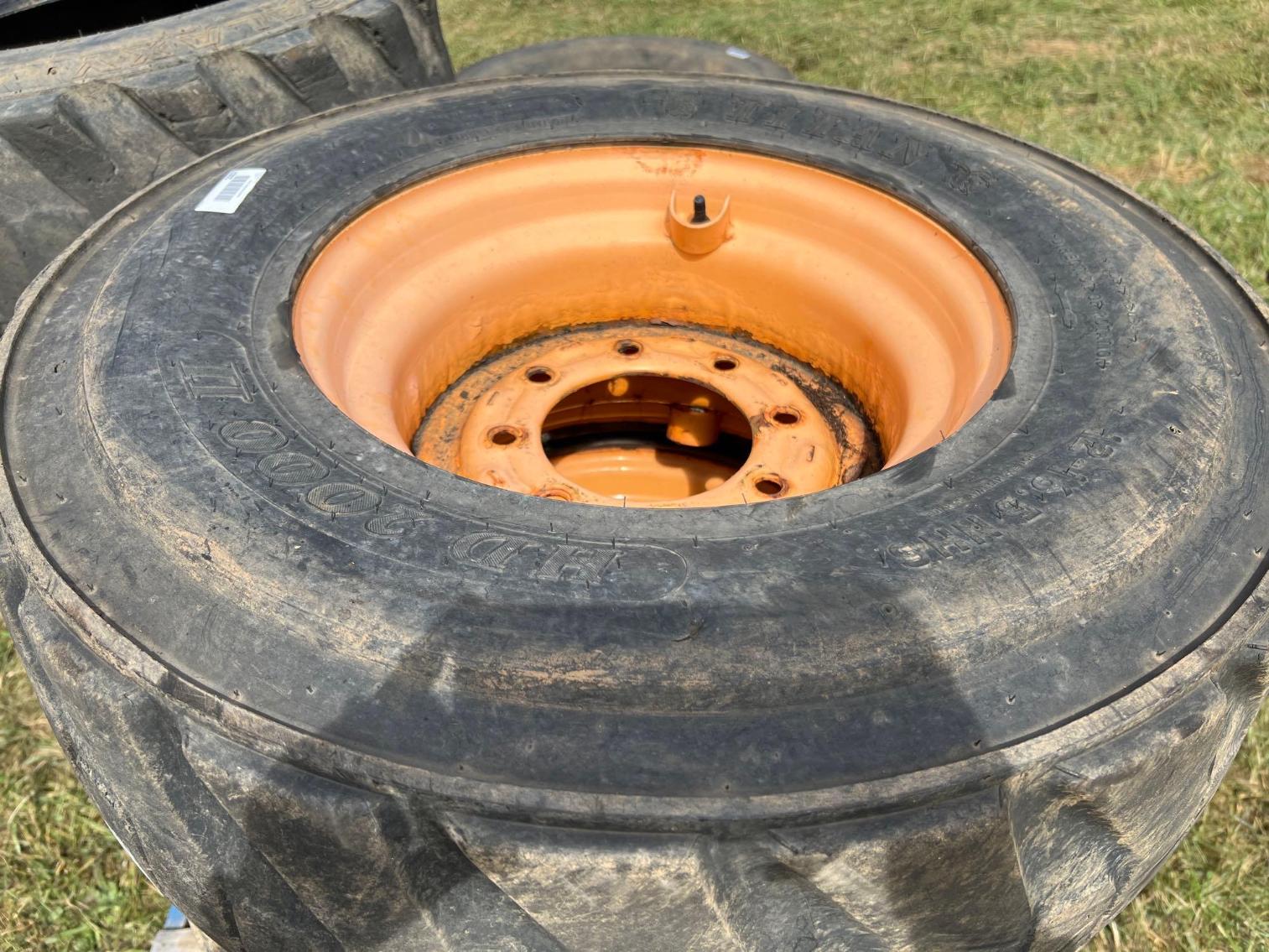 Image for 8 tires- 1 set of 4 Foam Filled Skid Steer Tires 12x16.5, 1 set of regular 