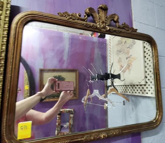 Antique Ornate Gesso Gramed Rectangular Mirror 27x24