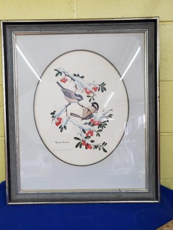 Anne Worsham Richardson Signed Bird Print under Glass