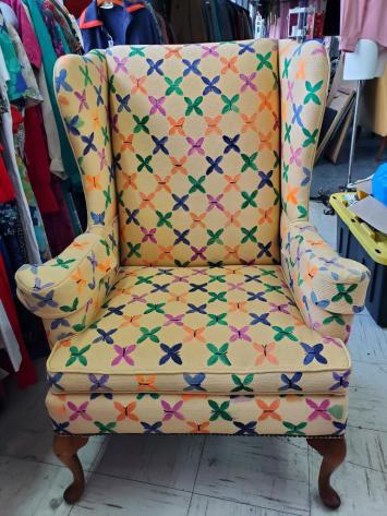 Hand-Painted Wing Back Chair 