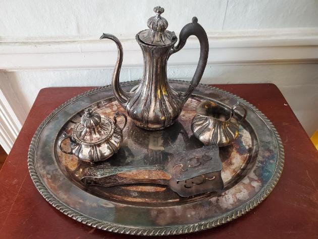 Antique Tea Set on Tray
