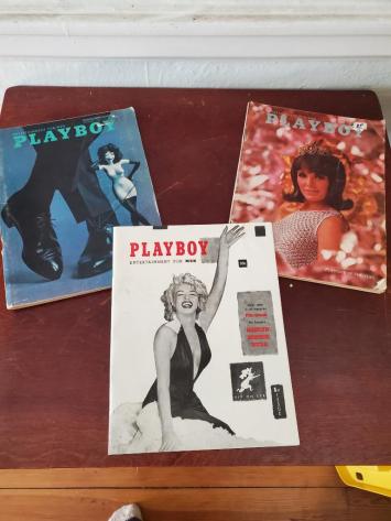 3 Old Playboys w/ 1st Issue First