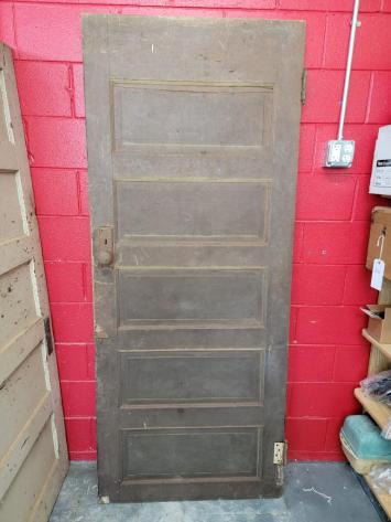 Vintage / Antique Wood Door 34 x 81.5 x 1.25 brown 5 panel