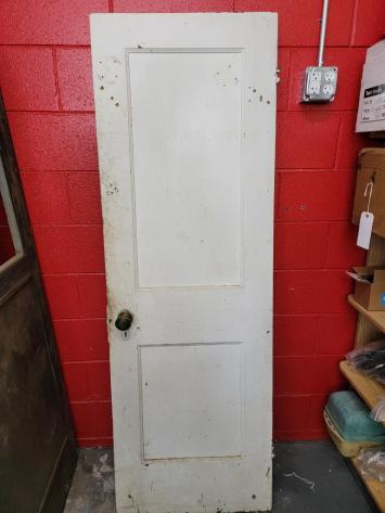 Vintage / Antique Wood Door 24 x 71 x 1.25 white 2 panel door knob