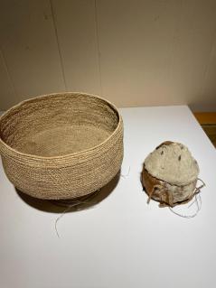 native-american-basket-sealskin-covered-basket