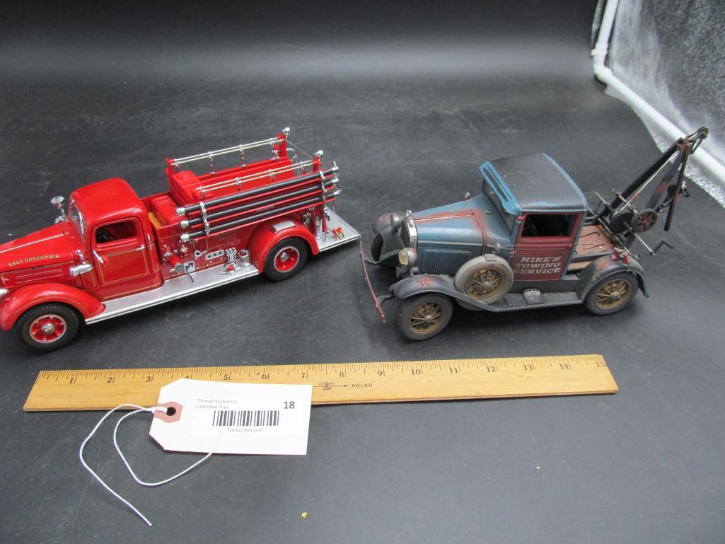 2-diecast-toys-1931-motor-city-model-a-tow-truck-1938-signature-series-mack-fire-truck