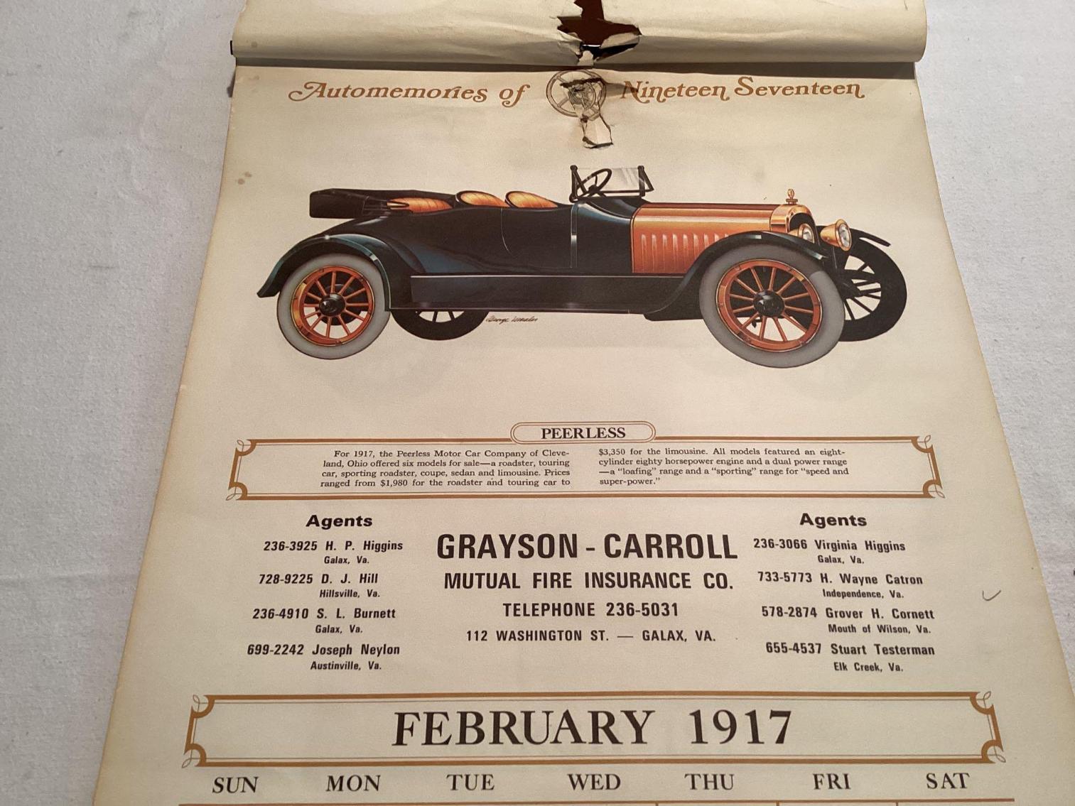 Image for 1917 Galax VA Calendar