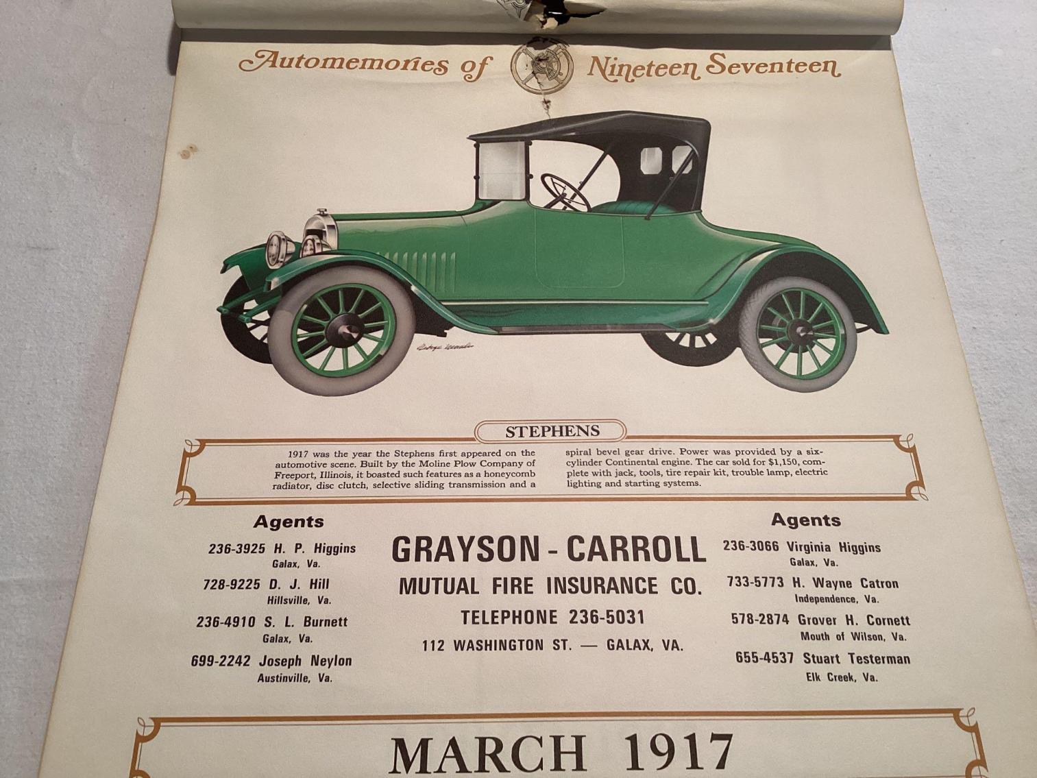 Image for 1917 Galax VA Calendar