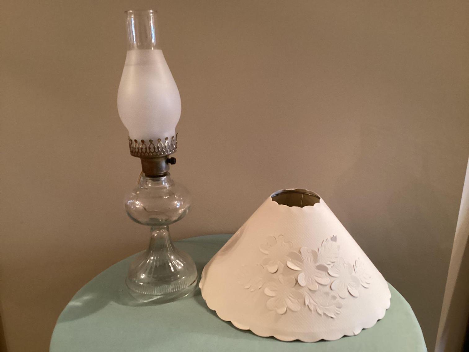 Image for Table and Converted Oil Lamp