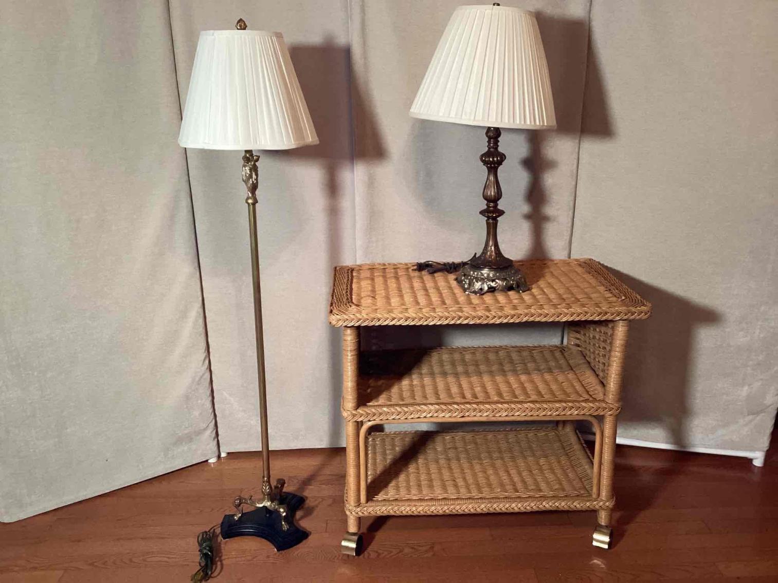 Image for Wicker Cart and Two Lamps