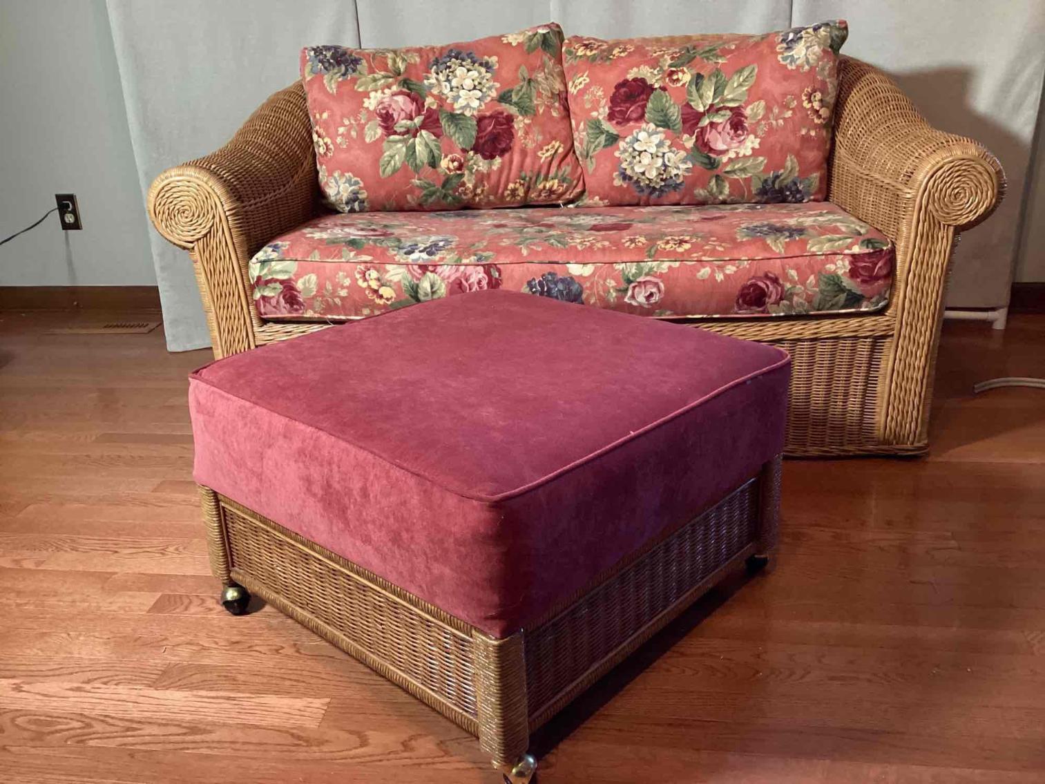 Image for Henry Link Wicker Love Seat and Ottoman