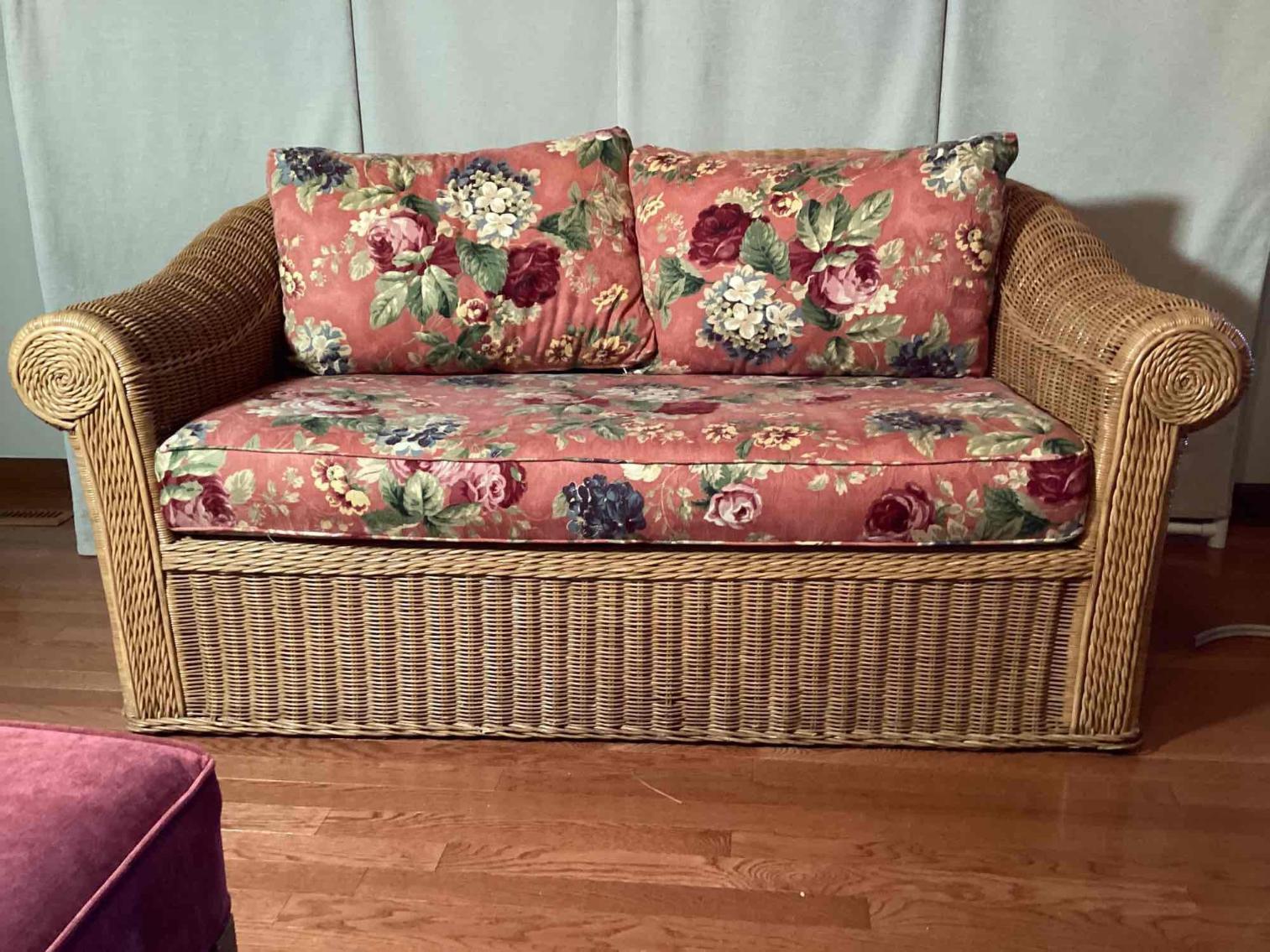 Image for Henry Link Wicker Love Seat and Ottoman