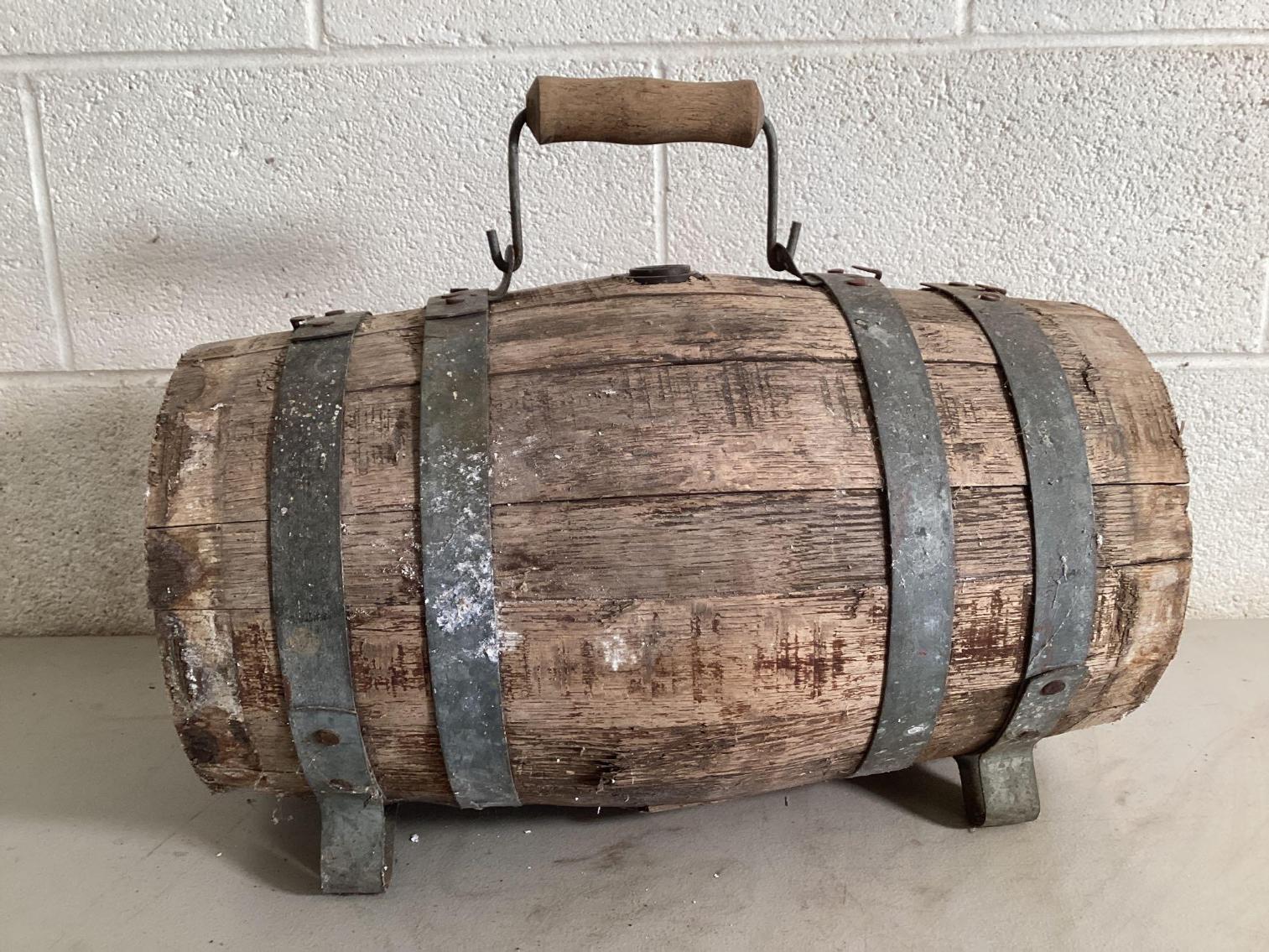 Image for Oak Barrel with Handle and Small Whisky Crock 