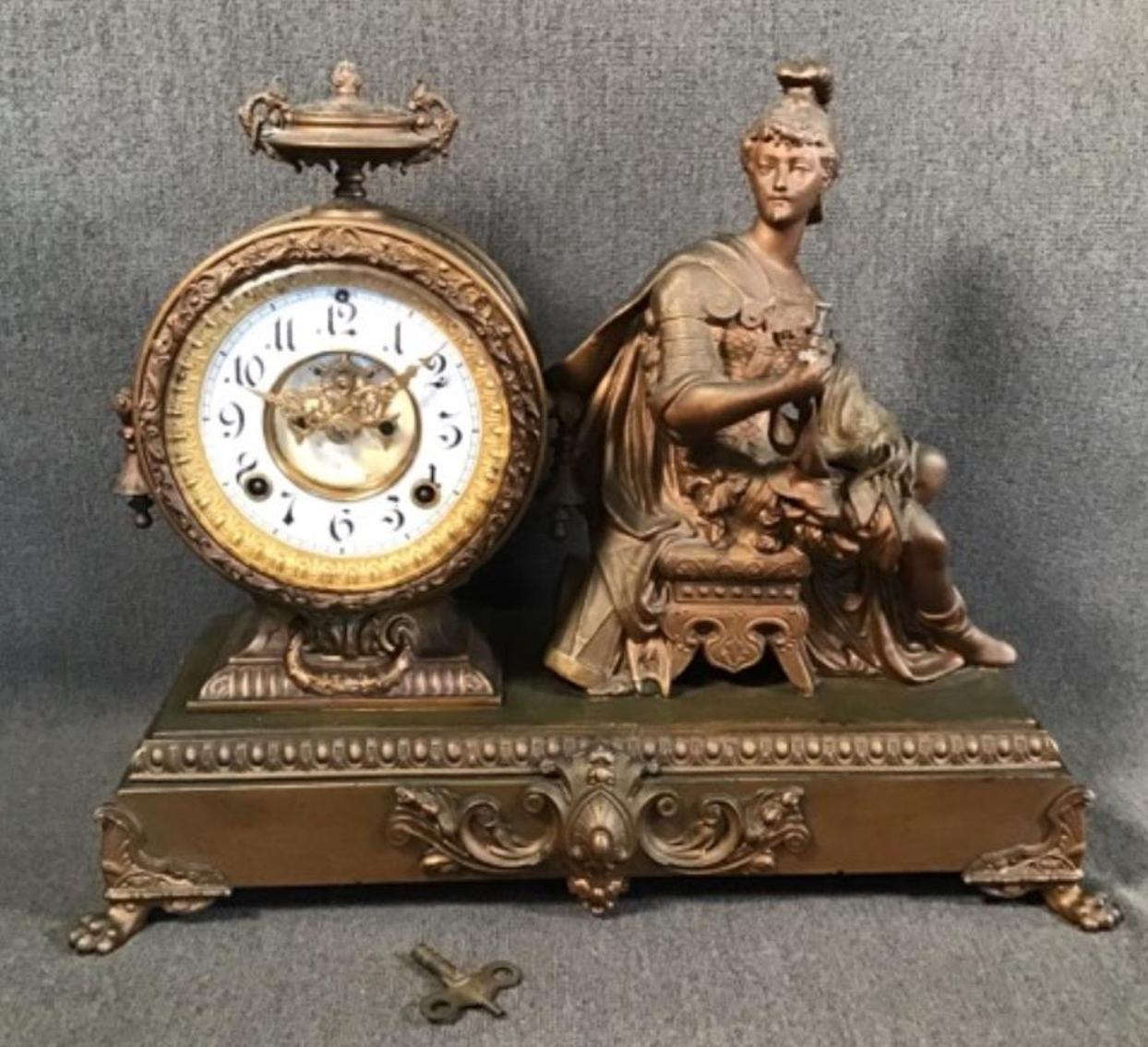 Image for Ansonia Oramoulu Clock With Greek Or Roman Soldier