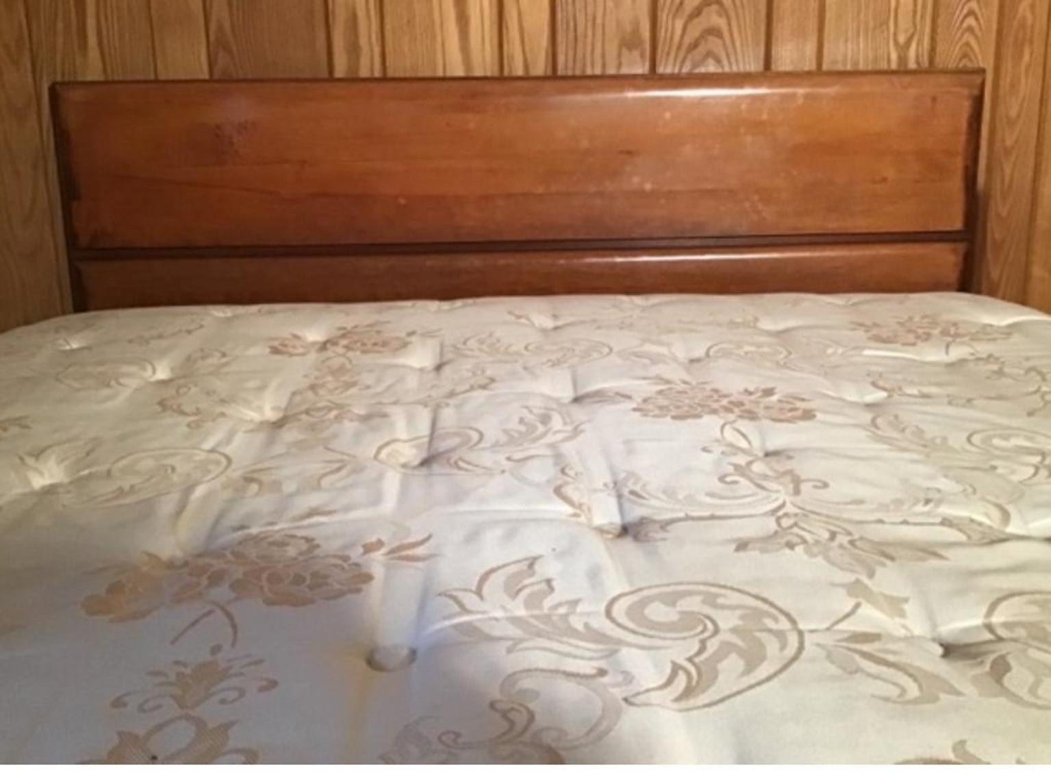 Image for Mid Century Modern Full Size Bed Frame Adapted To Accommodate A Queen Mattress