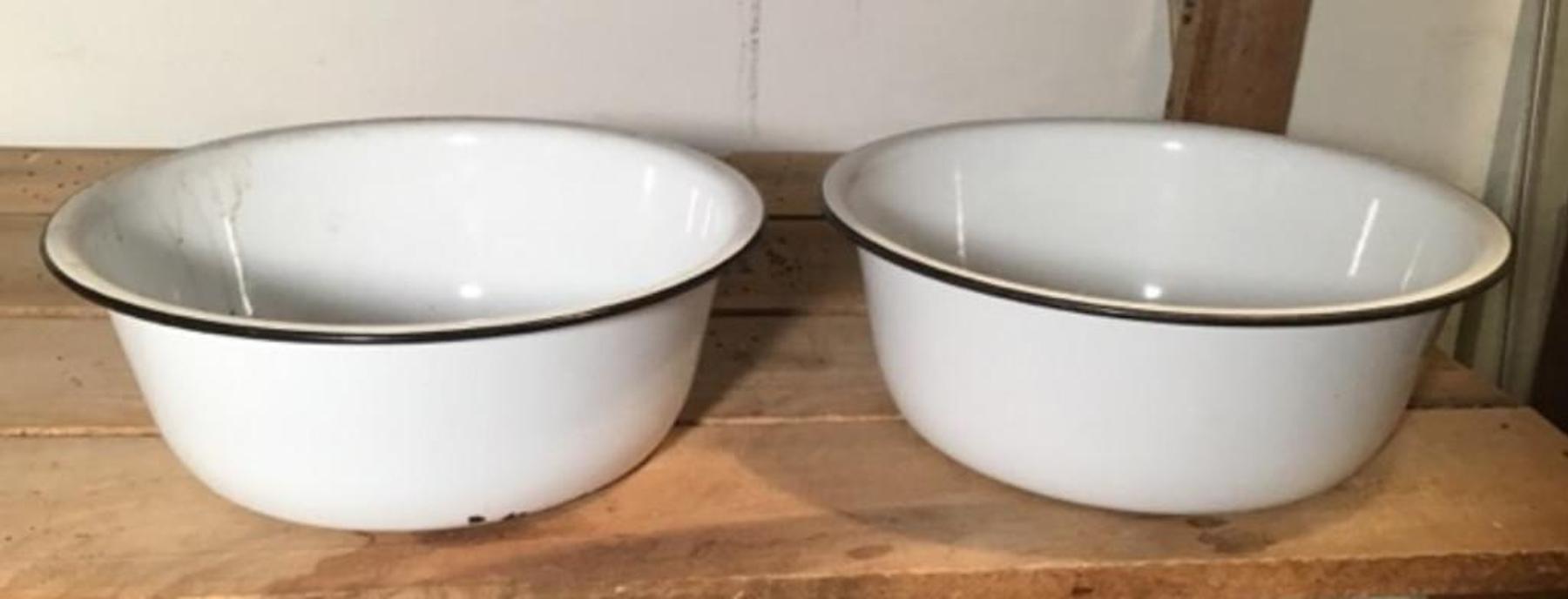 Image for Pair Of White Enamel Dish Pans