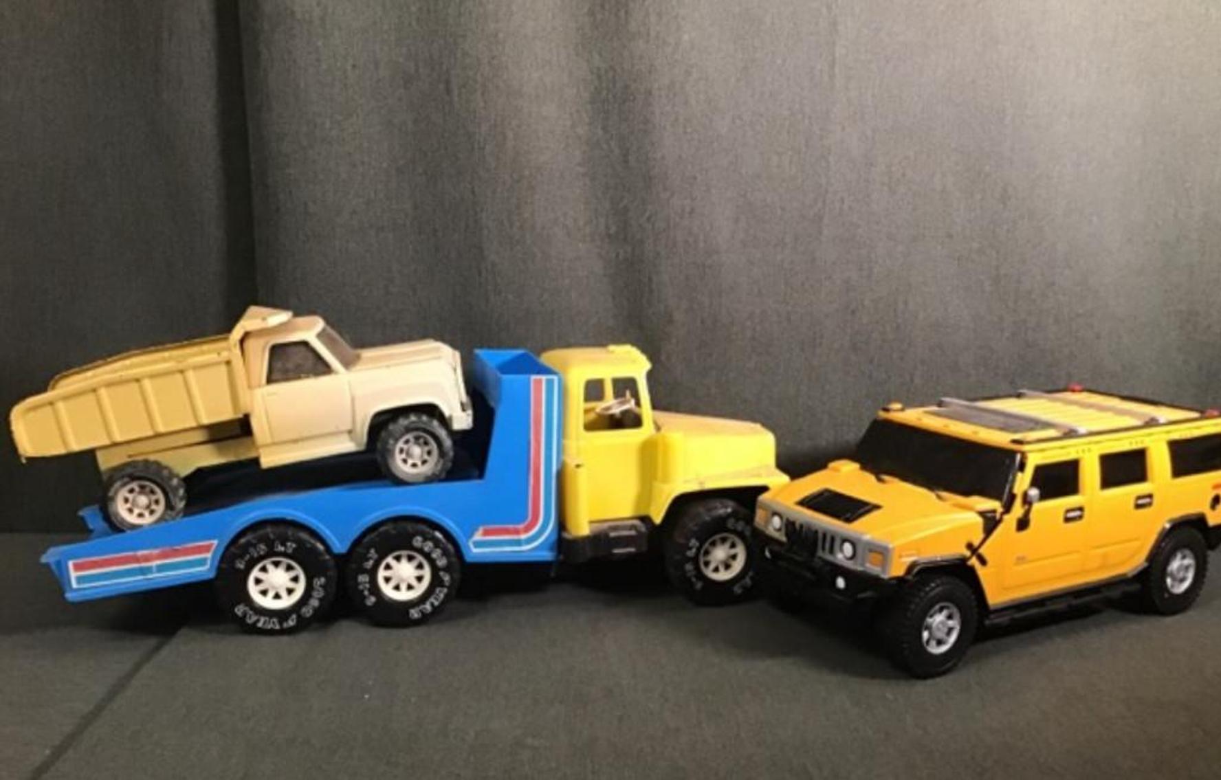 Image for Tonka Pressed Steel Dump Truck And Two Plastic Vehicles