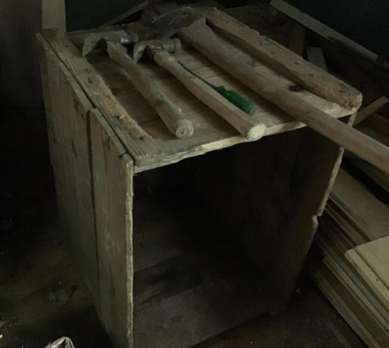 Image for Wooden Crate With Axe, Hammers And Saws