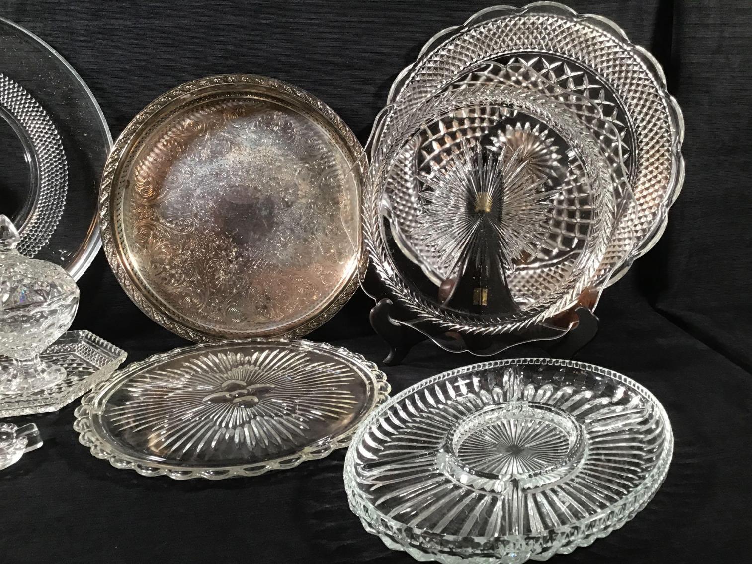 Image for Clear Serving Pieces and Silver Plated Tray