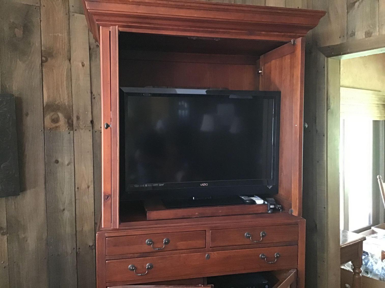 Image for Visio Flat Screen TV in Cherry Cabinet