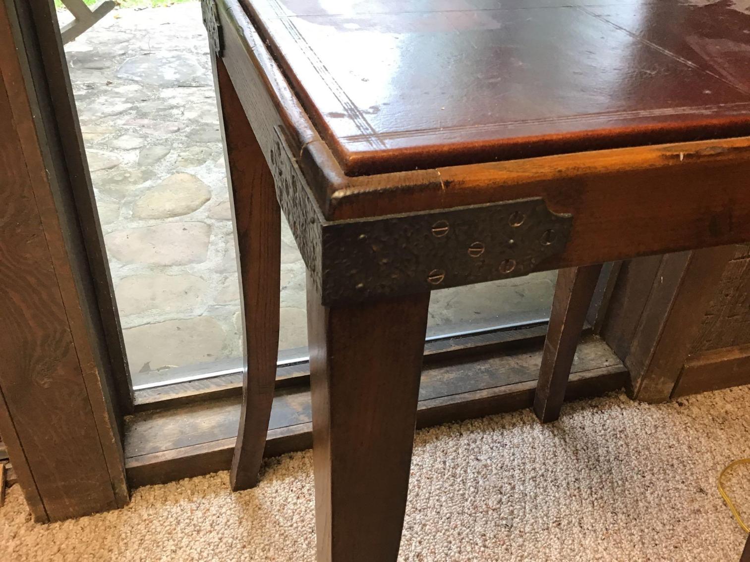 Image for Splayed Leg Table with Leather Top And a Side Table