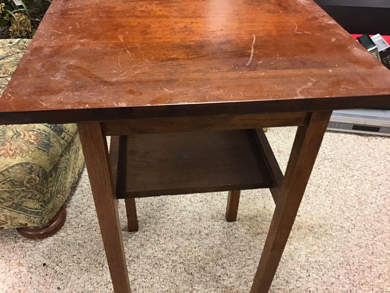 Image for Splayed Leg Table with Leather Top And a Side Table