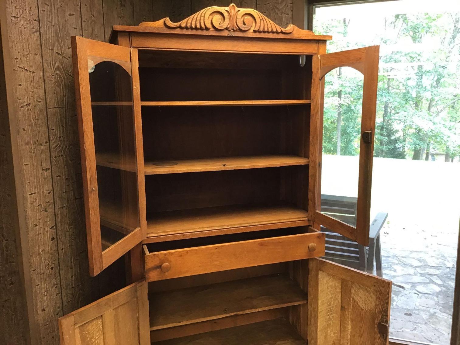 Image for Antique Oak Flat Front Cabinet
