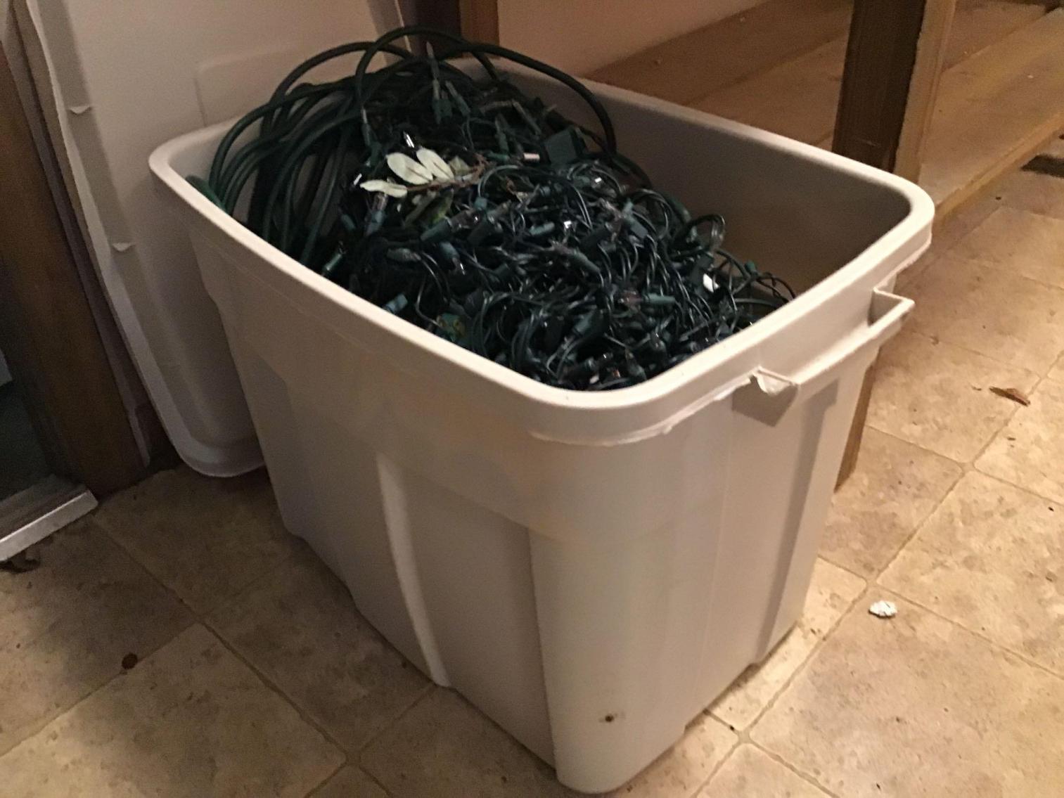 Image for Tote Full of Christmas Lights and Extension Cords