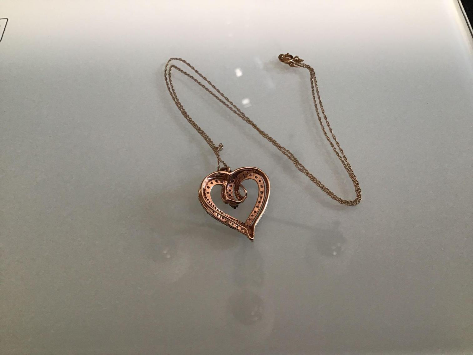 Image for 10 kt Rose Gold and Diamond Heart Pendant