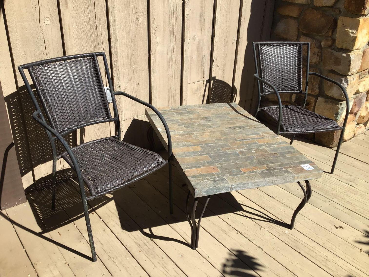 Image for Slate Top table and Two Outdoor Chairs