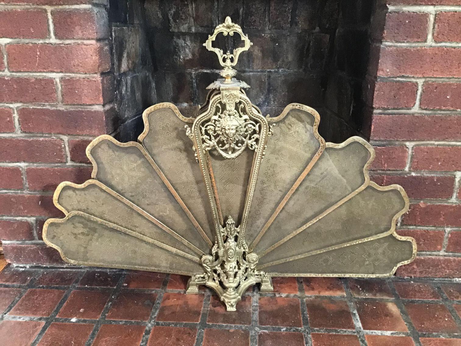 Image for Brass Fireplace Screen with Ash Can