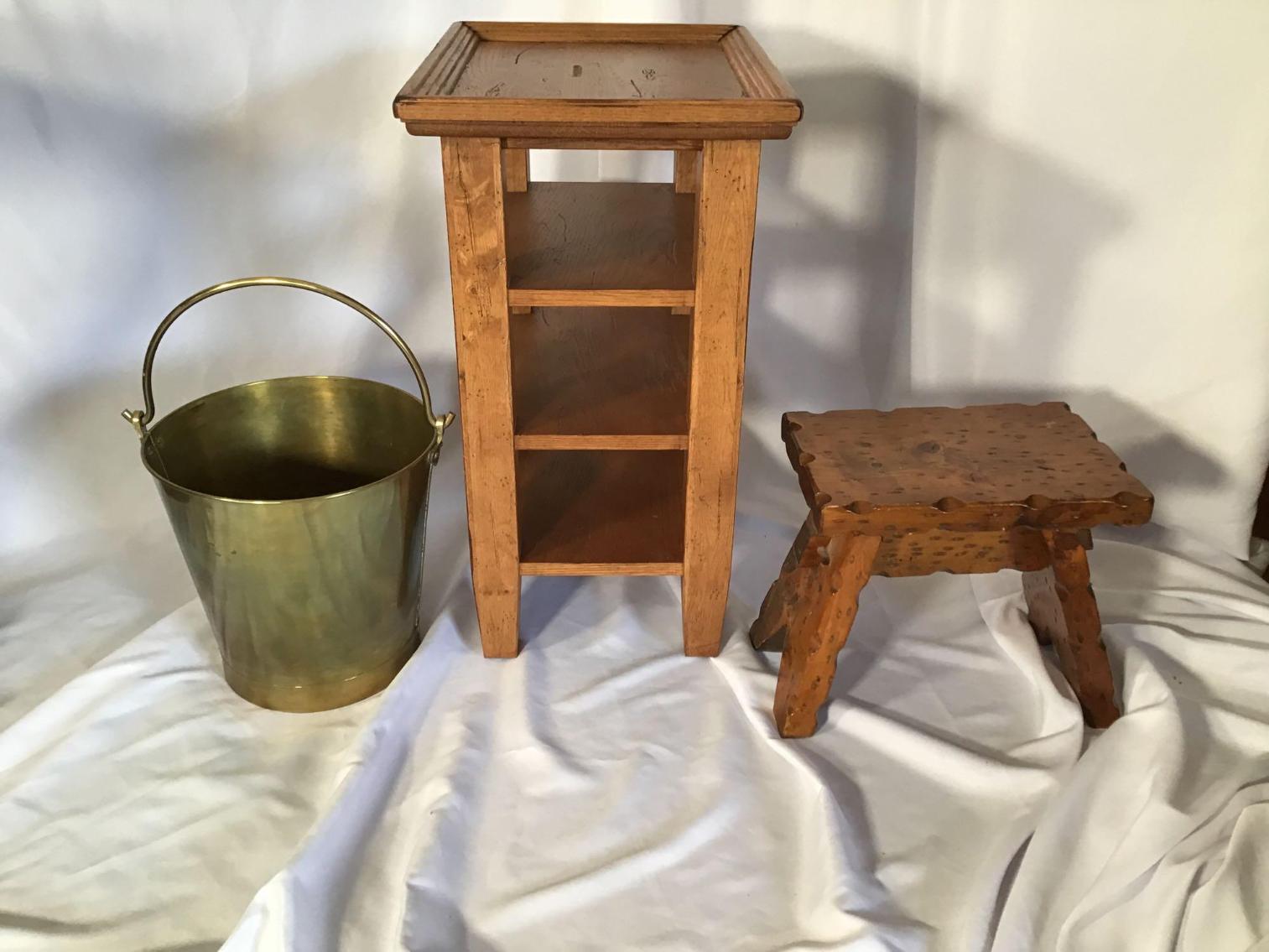 Image for Three Tier Stand, Stool, Brass Bucket