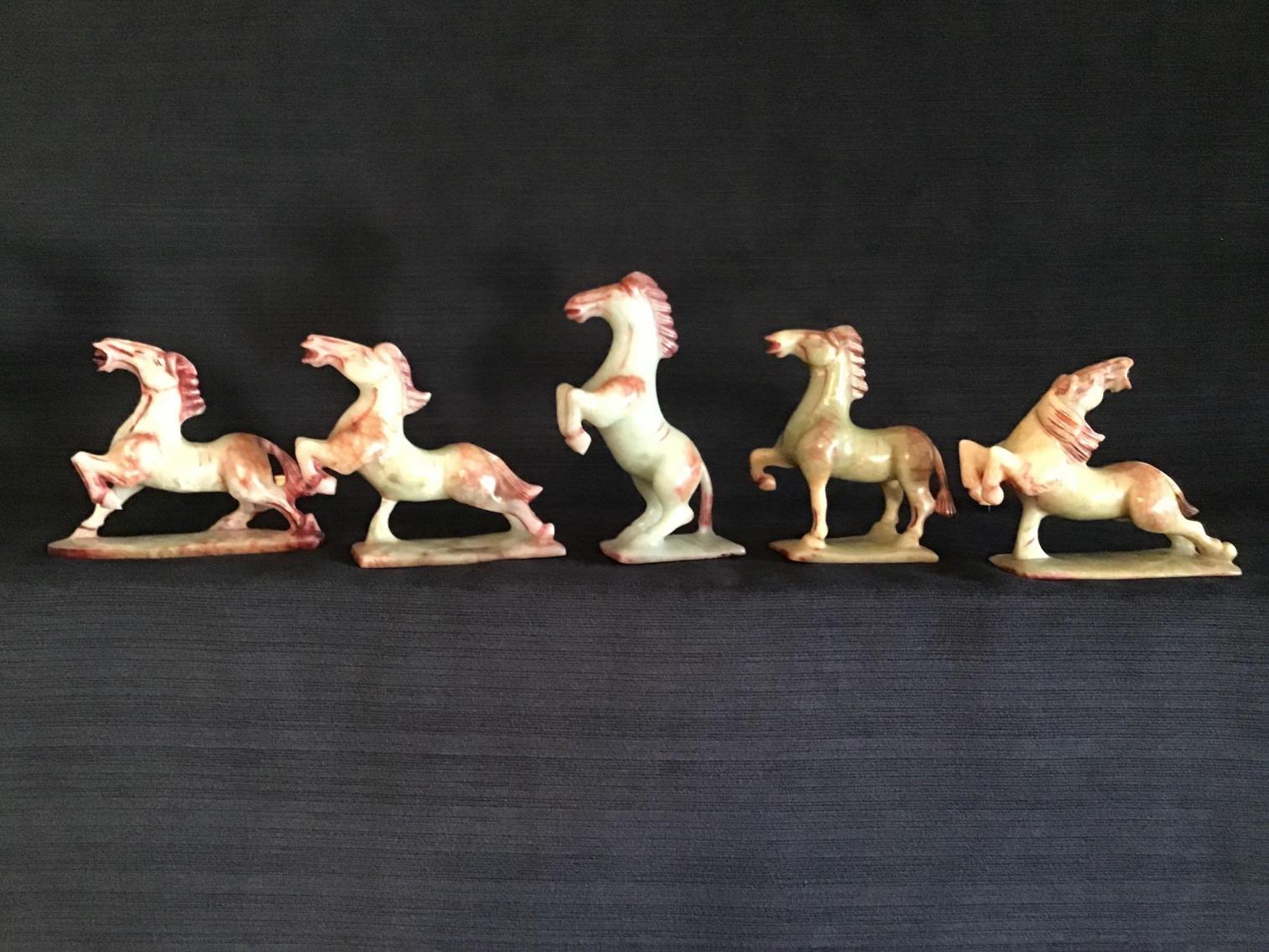 Image for Six Soap Stone Carved Horses