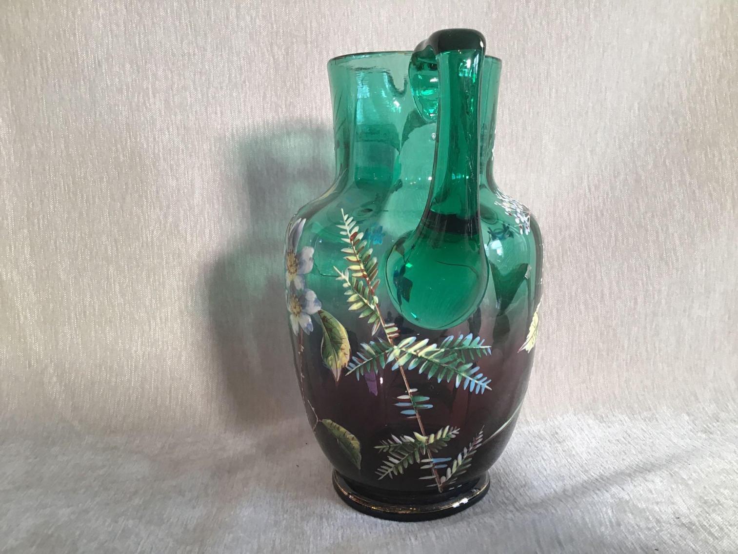 Image for Mossier Style Pitcher with Enameled Flowers