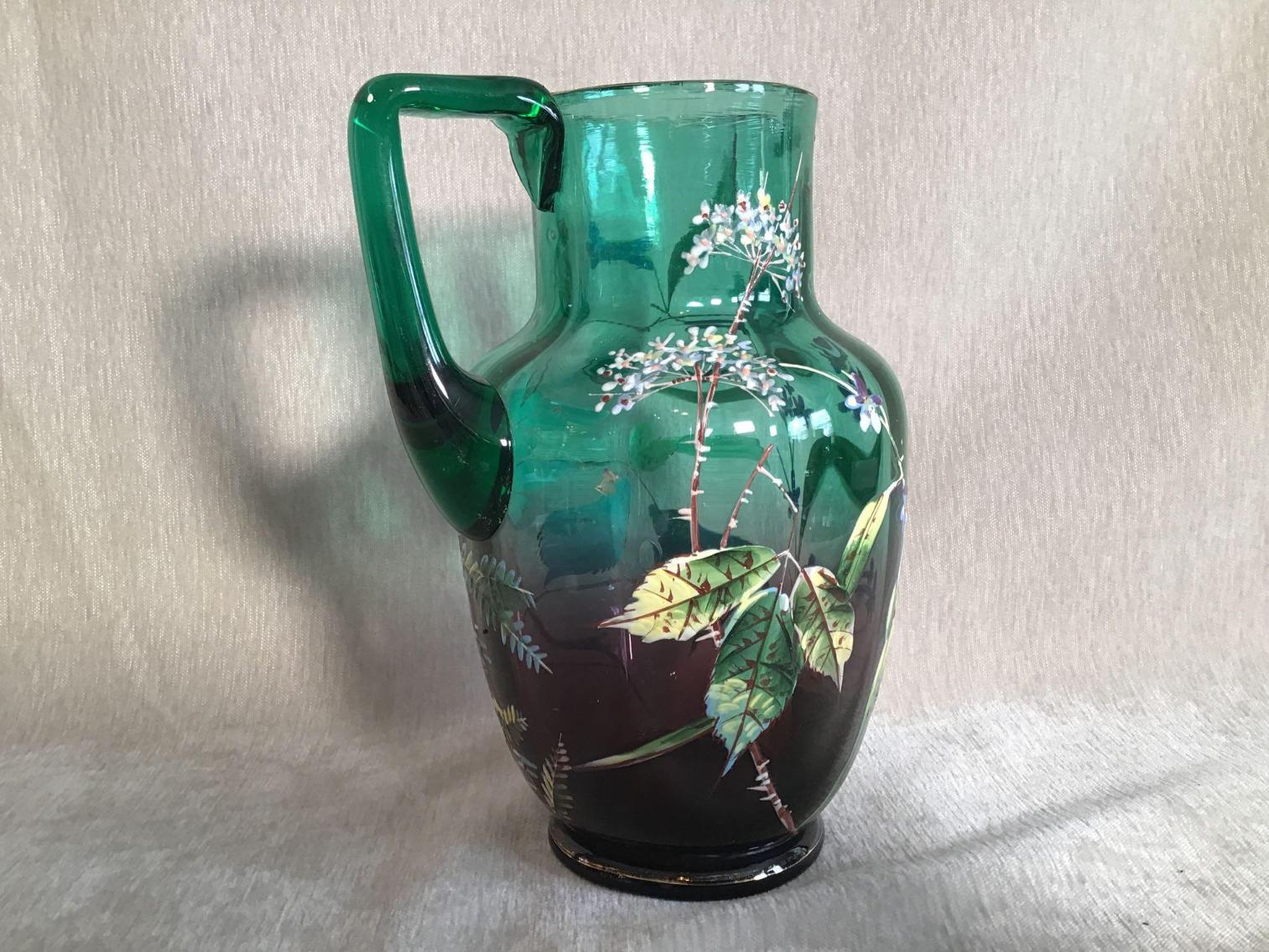 Image for Mossier Style Pitcher with Enameled Flowers