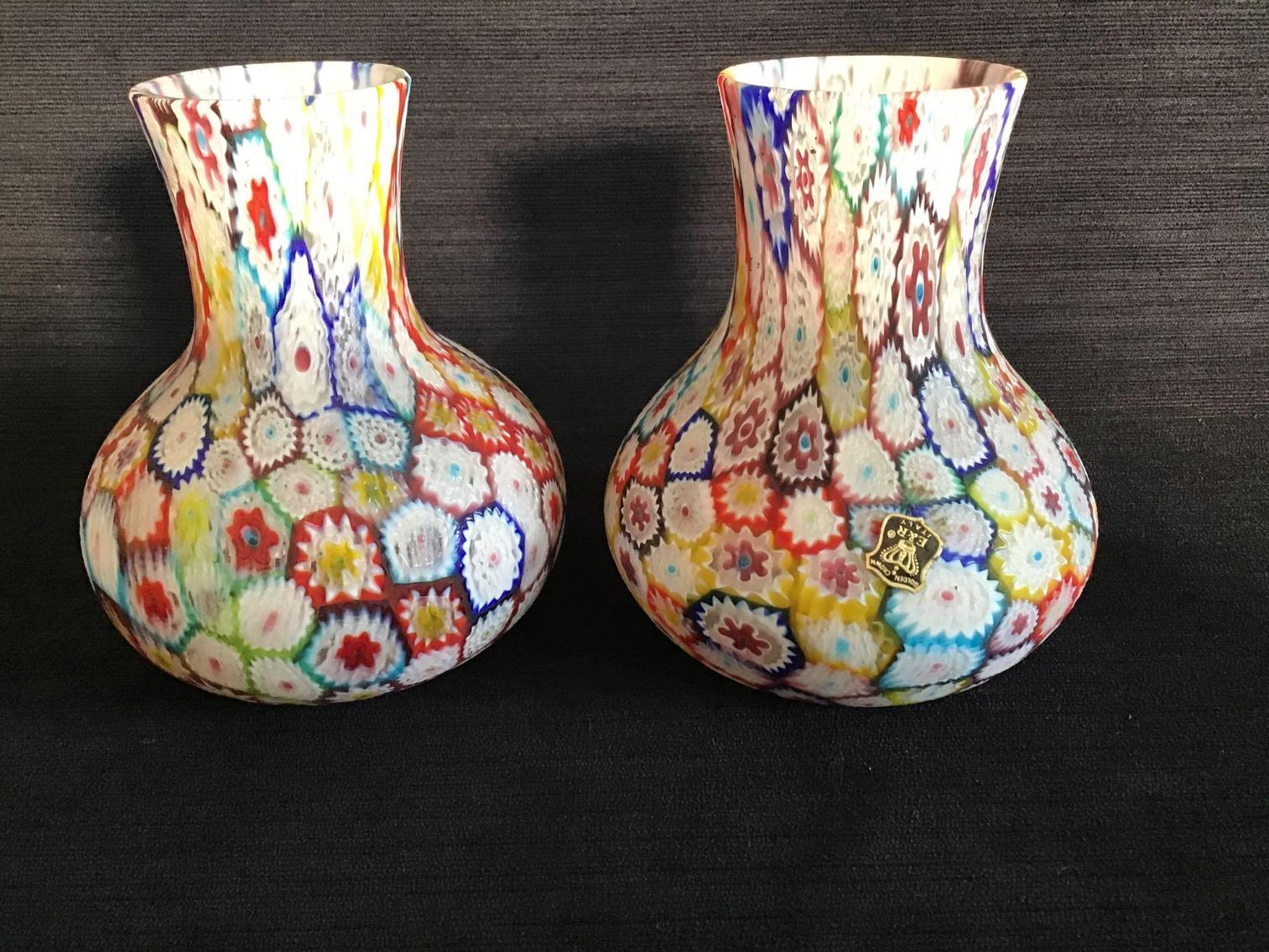 Image for Pair of Vintage Italian Millefiori Vases 
