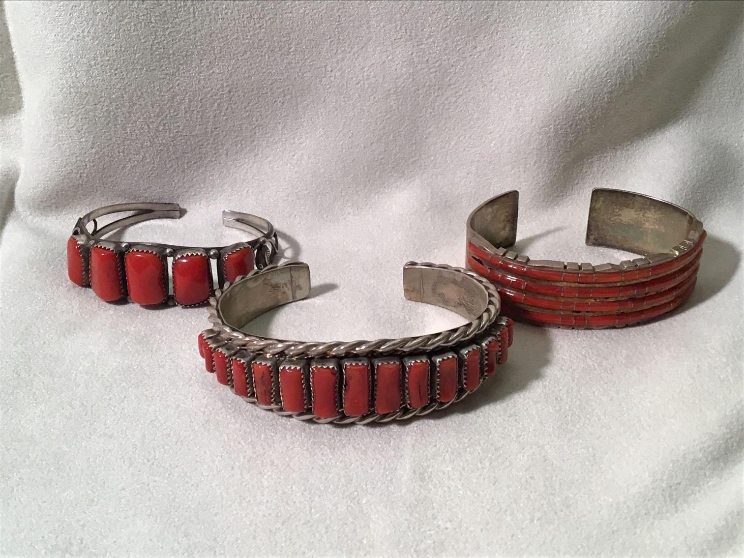 Image for Three Sterling Silver Native American Style Bracelets 