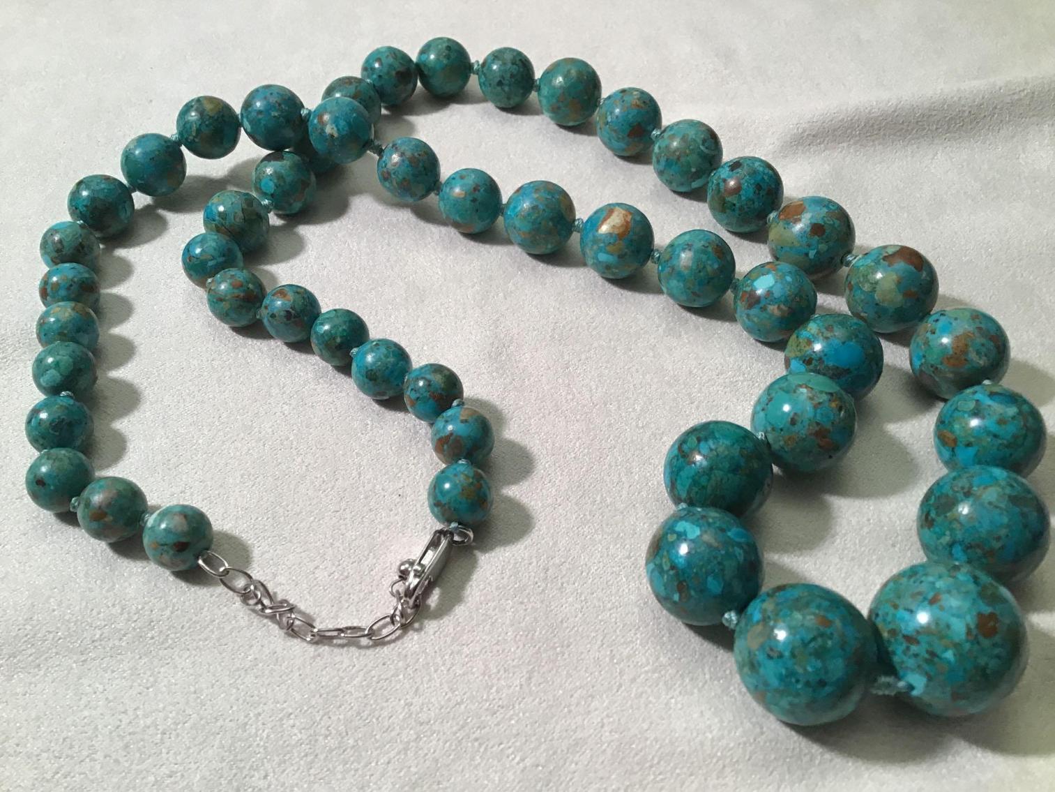 Image for Turquoise Bead Necklaces -sterling clasps