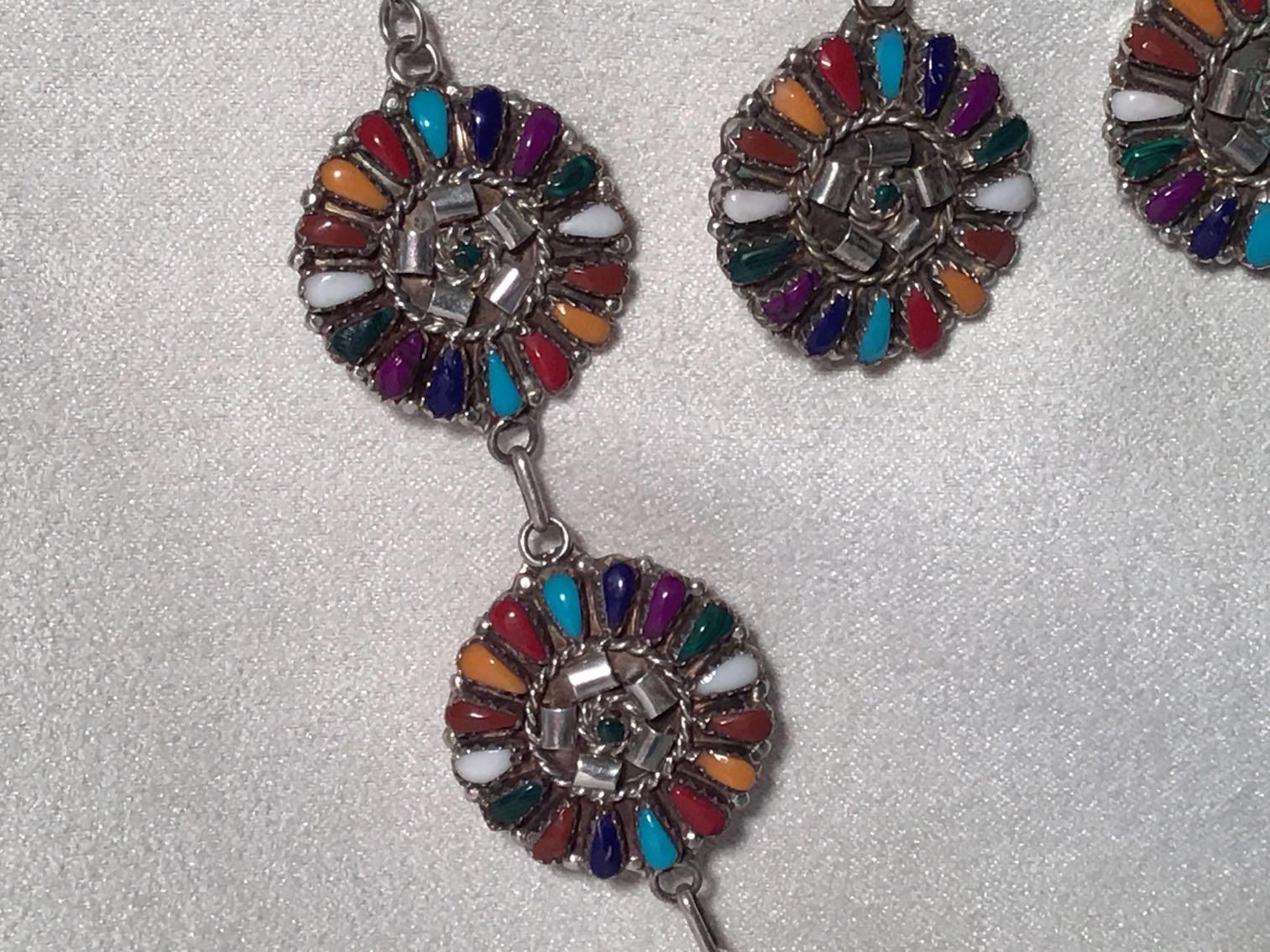 Image for Native American Style Sterling Necklace and Earrings Set