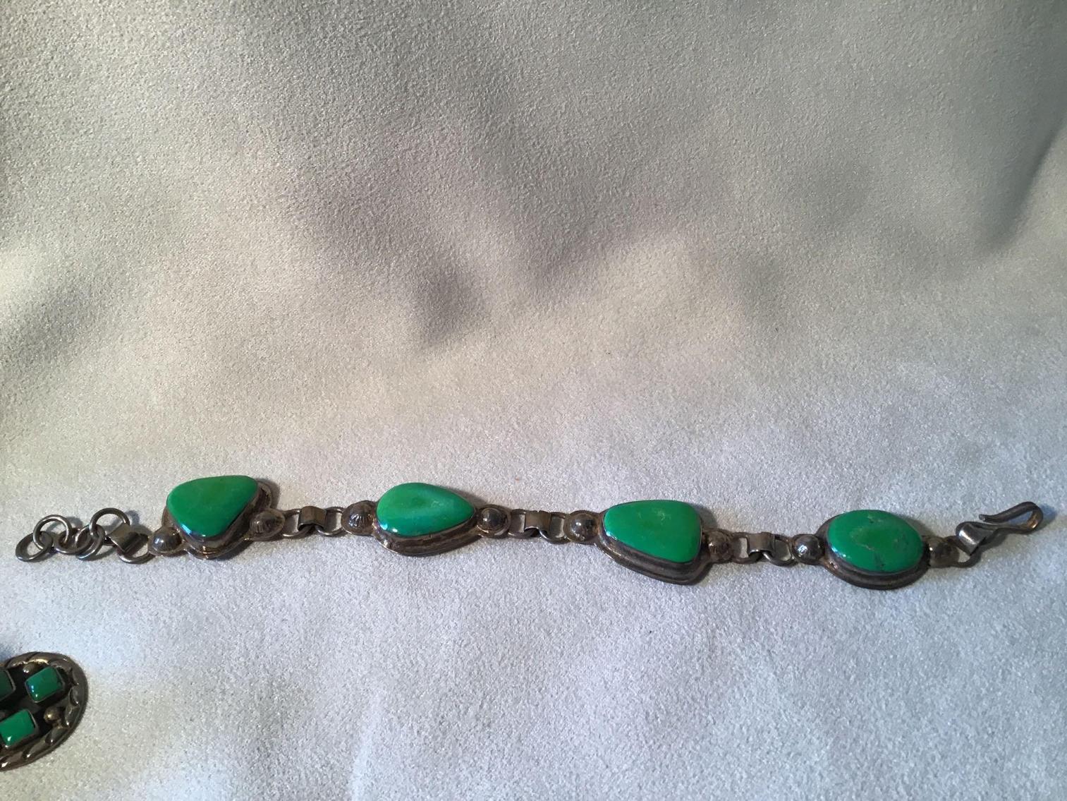 Image for Native American Style sterling and Green Turquoise Set