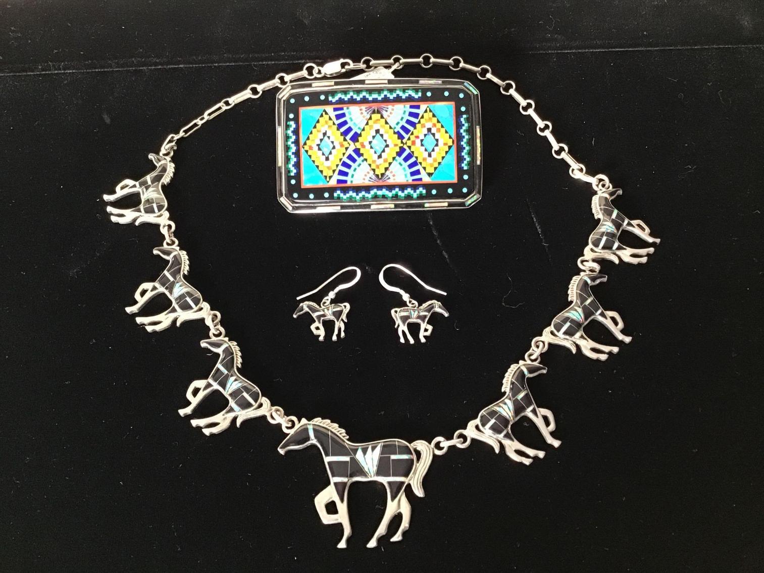 Image for Native American Style Inlaid Necklace and Belt Buckle
