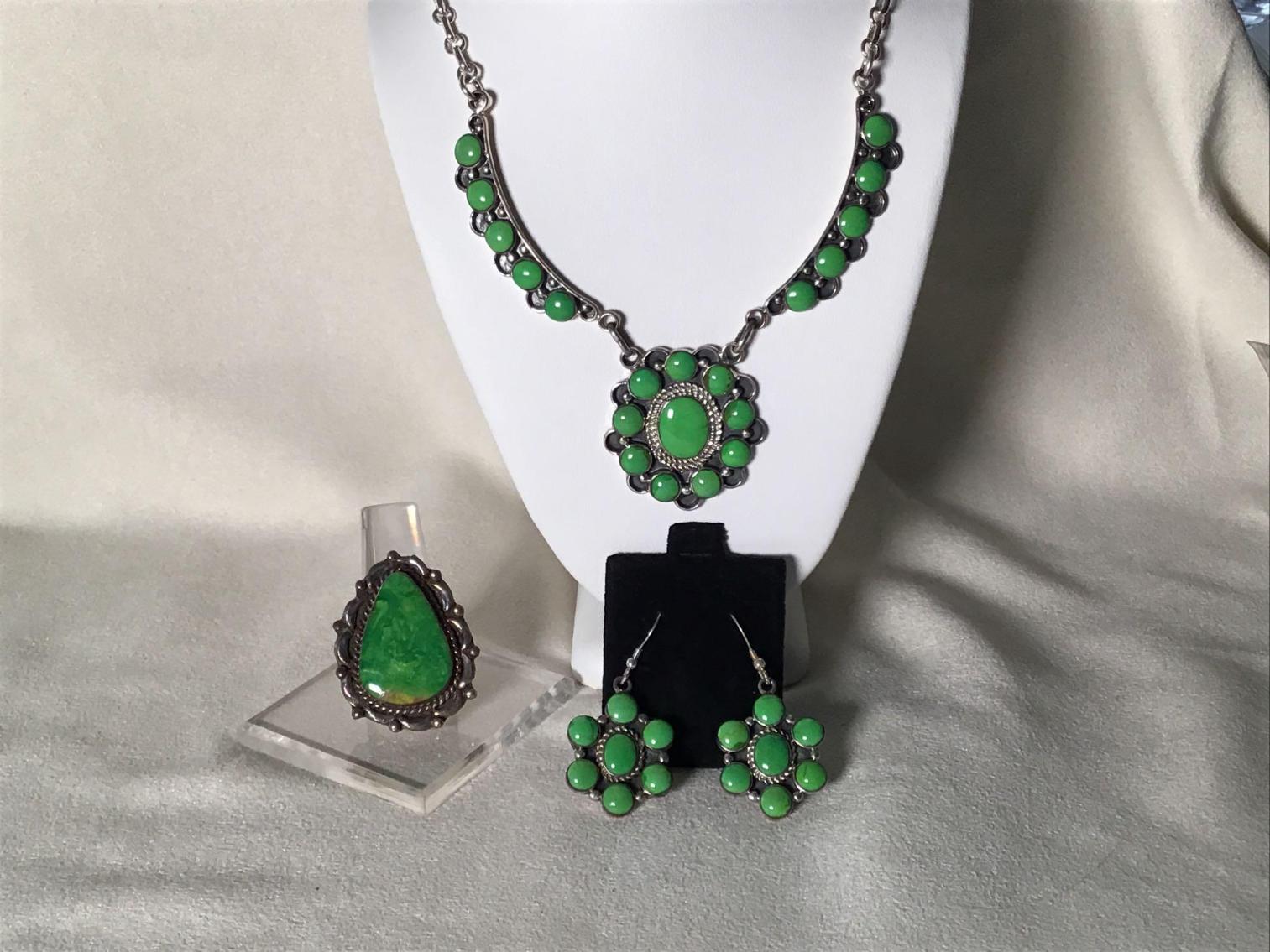 Image for Green Turquoise and Sterling Silver Set
