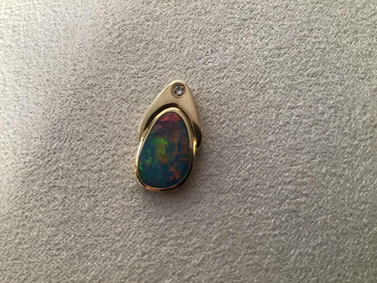 Image for Black Opal and 14 Kt Gold Pendant