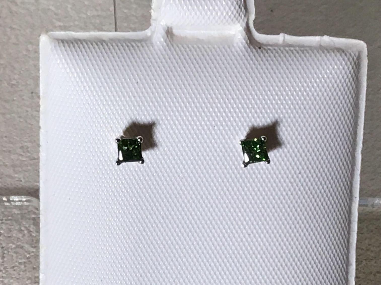 Image for Green Diamond Earrings in 14 Kt Gold